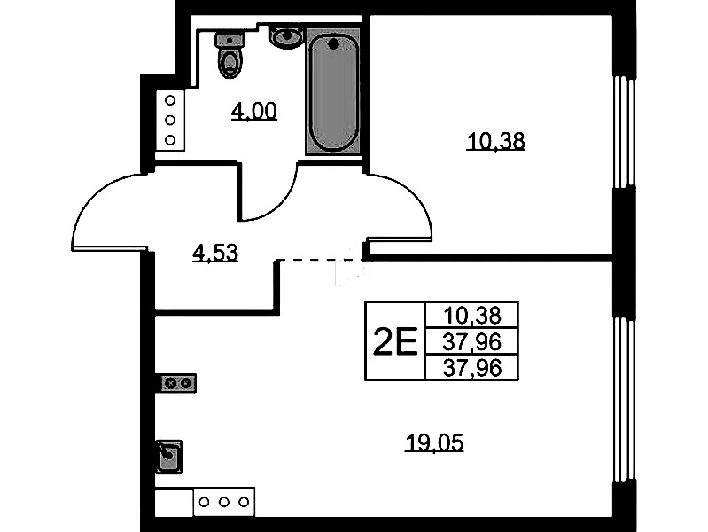 1-комнатная квартира 37.96 м², 5/11 эт., ЖК «Новое Колпино»